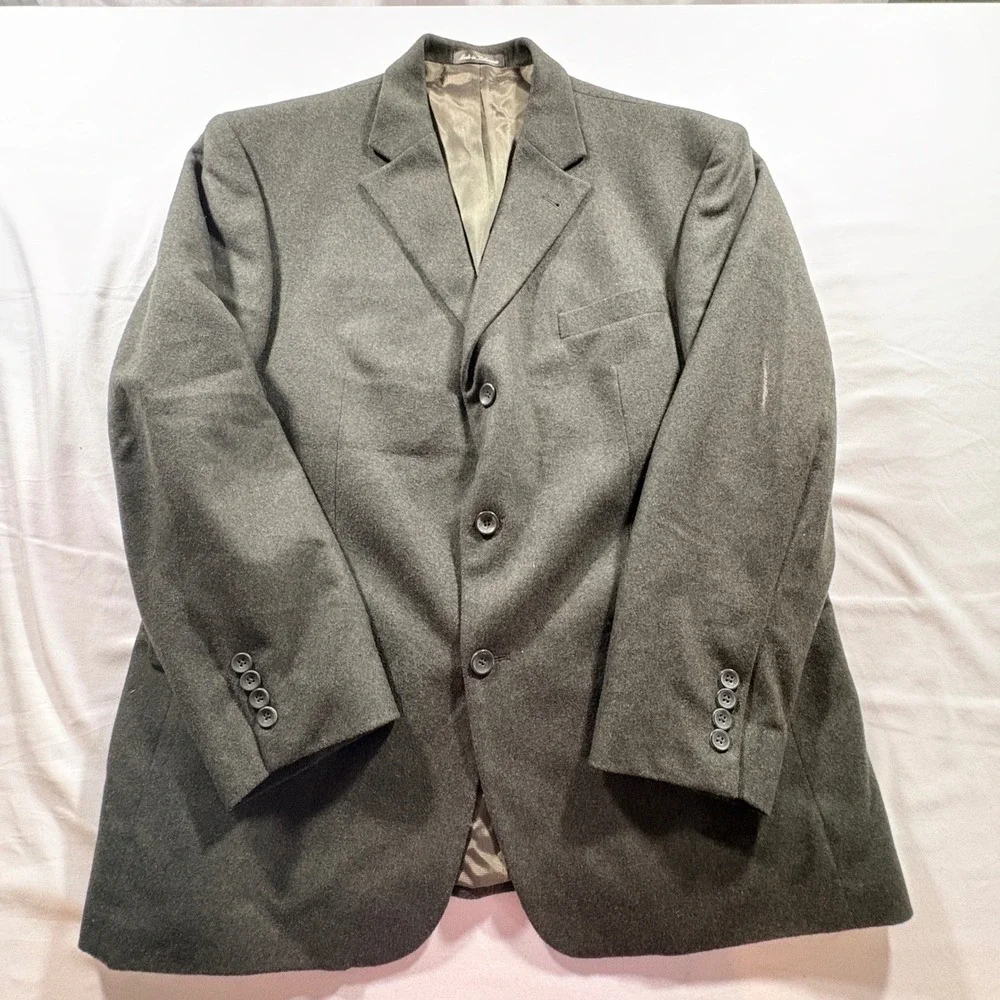 Oscar de la Renta Sport Coat Mens 44S Charcoal Wool Cashmere 3 Button Blazer